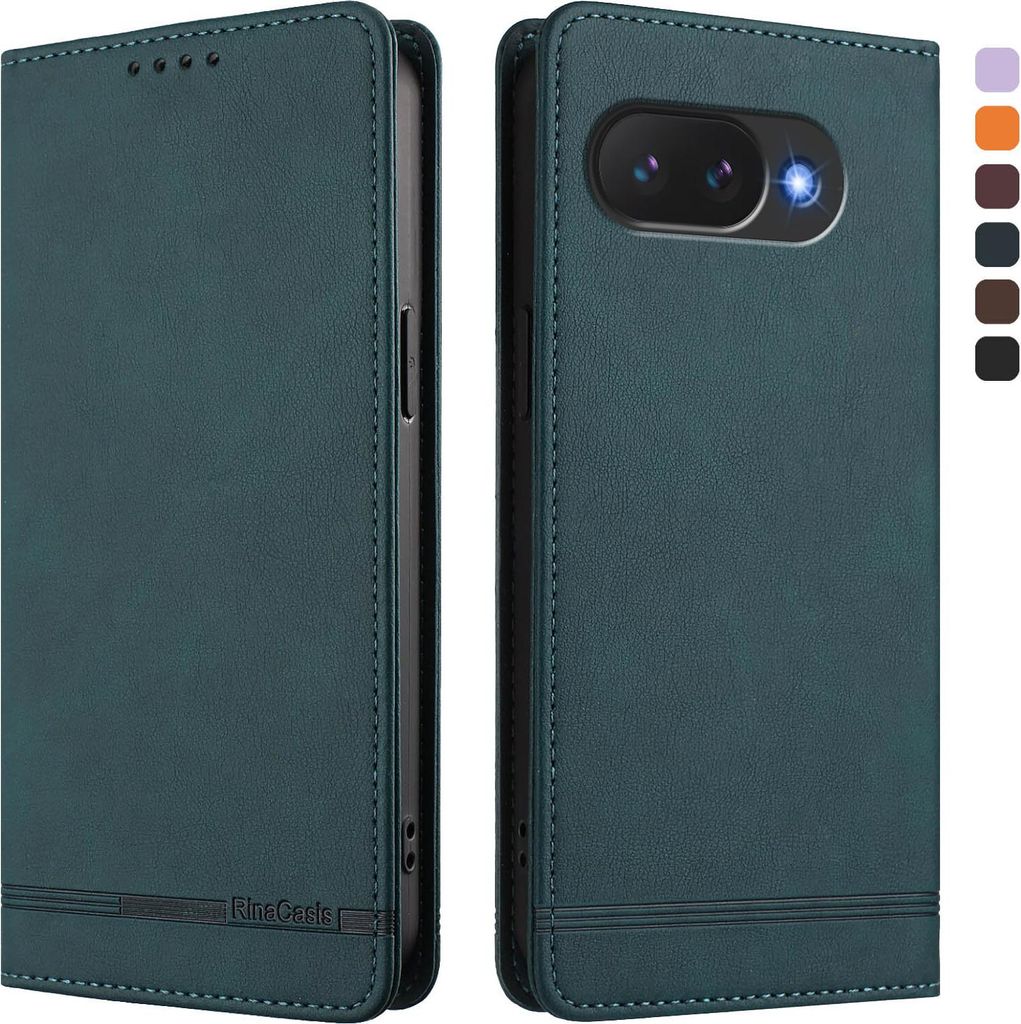 Hülle für Google Pixel 10A, Retro Kunstleder Ständer Klapphülle mit Kartenfächer und Magnetische Grün