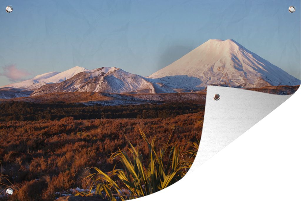 MuchoWow 90x60 cm Outdoor-Poster Gartendeko Sichtschutz Garten Poster für den Garten Vulkan im Tongariro-Nationalpark in Neuseeland