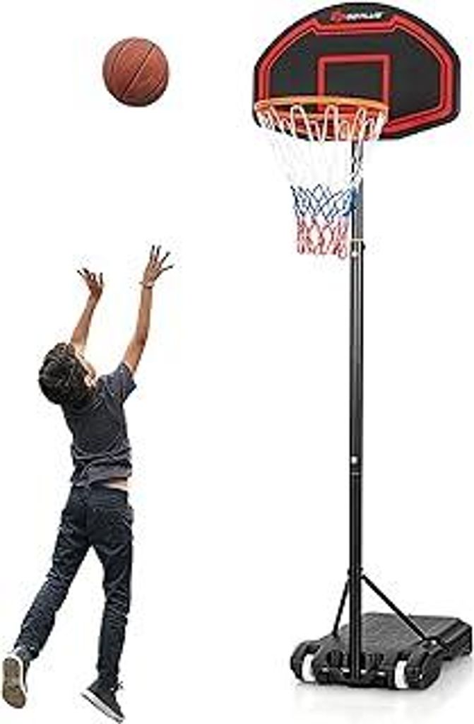 COSTWAY Basketballkorb Outdoor, Basketballständer 155-210cm/170-230cm höhenverstellbar, Mobile Basketballanlage mit Rollen & Ständer, Korbanlage...