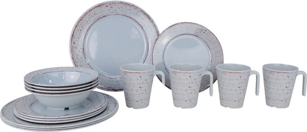 Melamin Geschirr-Set CASA GREY KERAMIK 16-tlg.