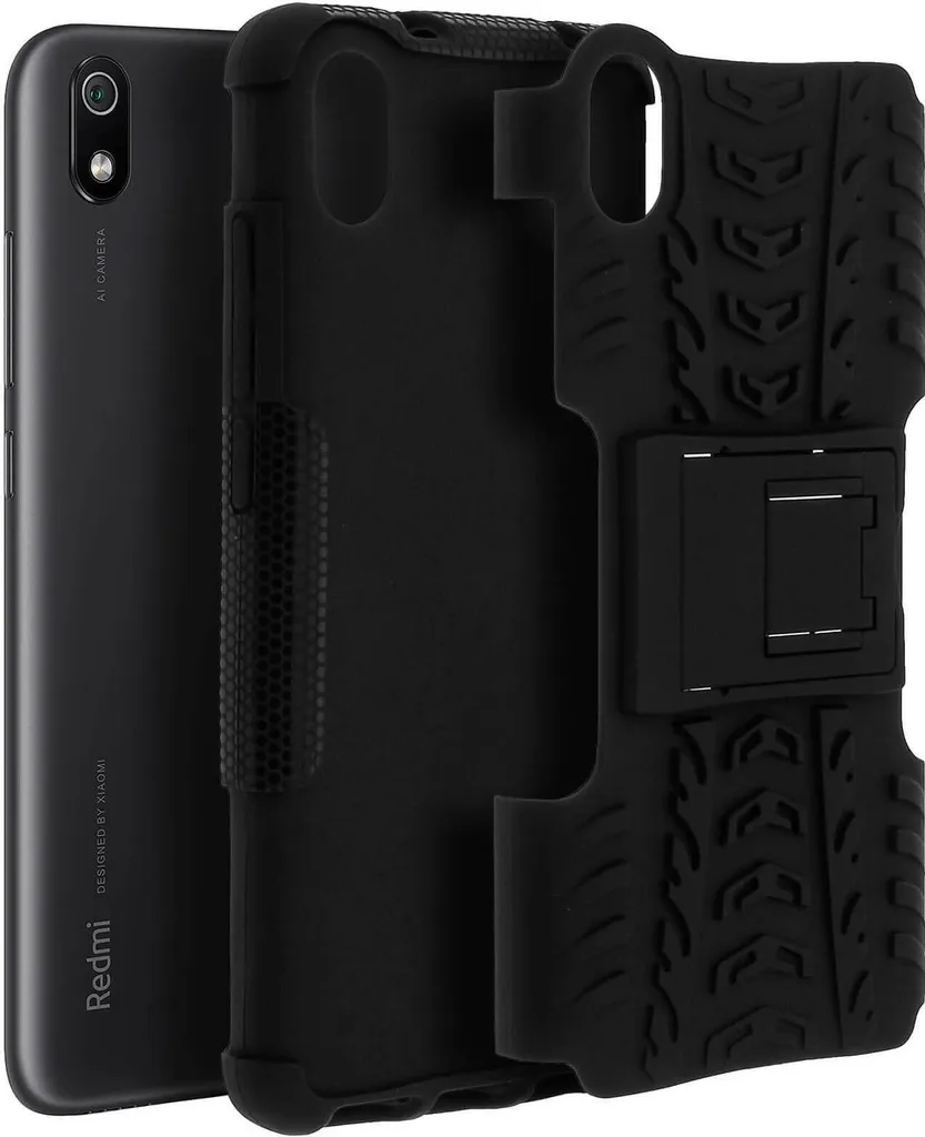 Avizar, Custodia protettiva antiurto + funzione stand per Xiaomi Redmi 7A, nero