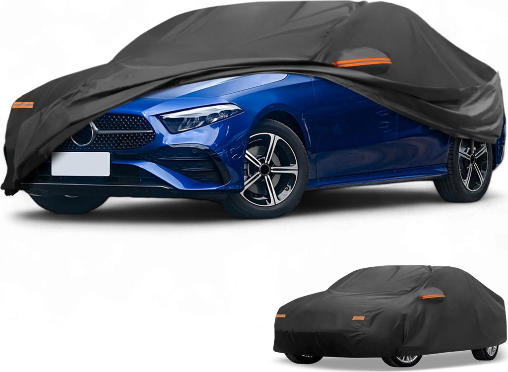 Autoabdeckung Wasserdicht Alle Wetter Sonne Regen Schutz Vollst?ndige Au?enabdeckung fš¹r Mercedes Benz A-Klasse Aluminiumfolie Schwarz mit Refle...