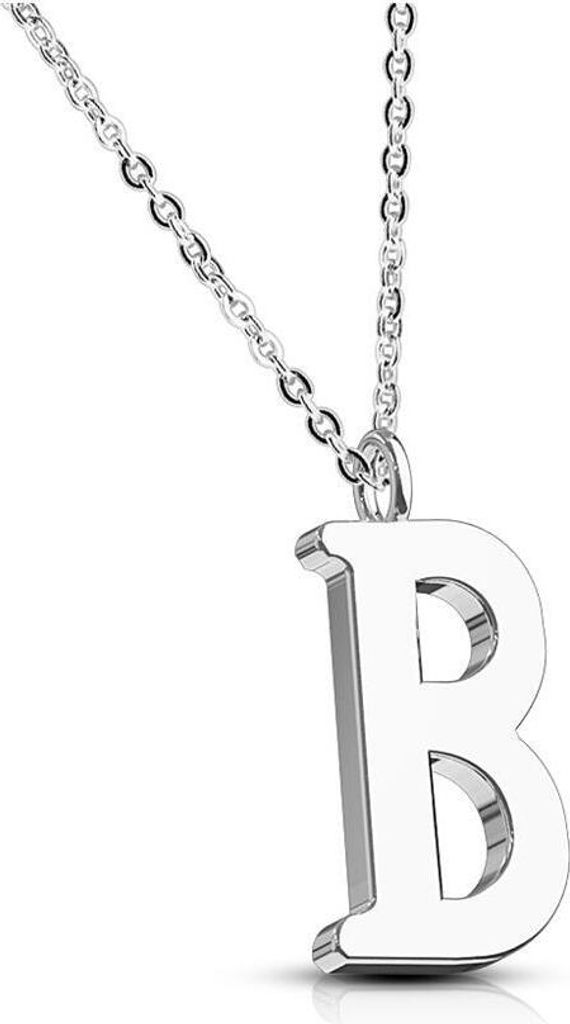 B - Kette Buchstaben Anhänger Silber aus Edelstahl Damen B