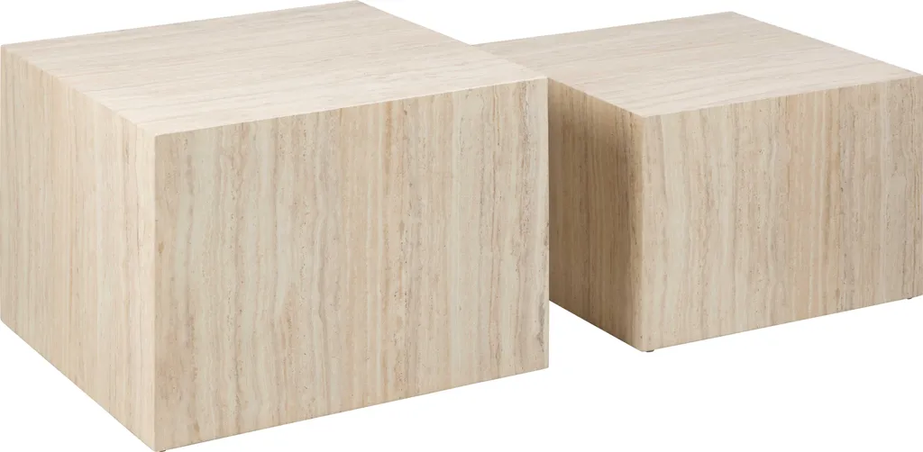 Lot de 2 Tables Basses Dice Beige - Mobilier de Salon Modulable et Pratique
