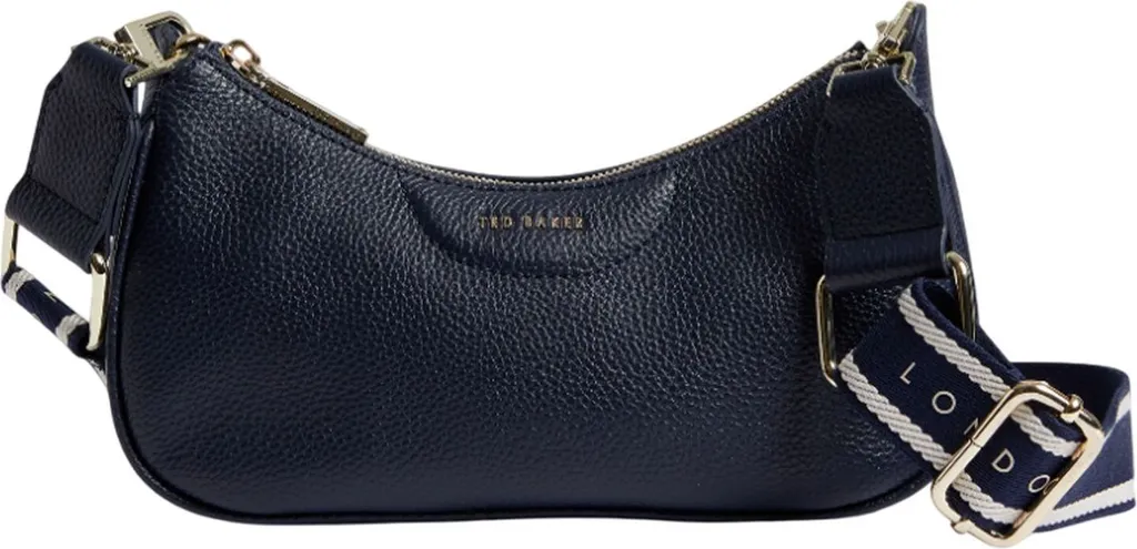Sac Bandoulière Croisé en Cuir Bleu Marine Ted Baker Essiy Webbing