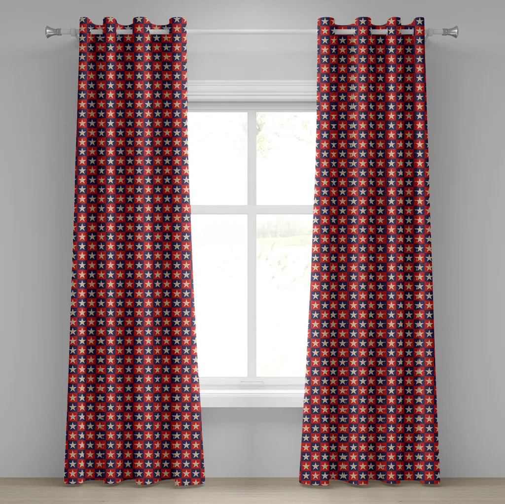 Rideau pour chambre style maison de campagne bleu marine rouge 280x175