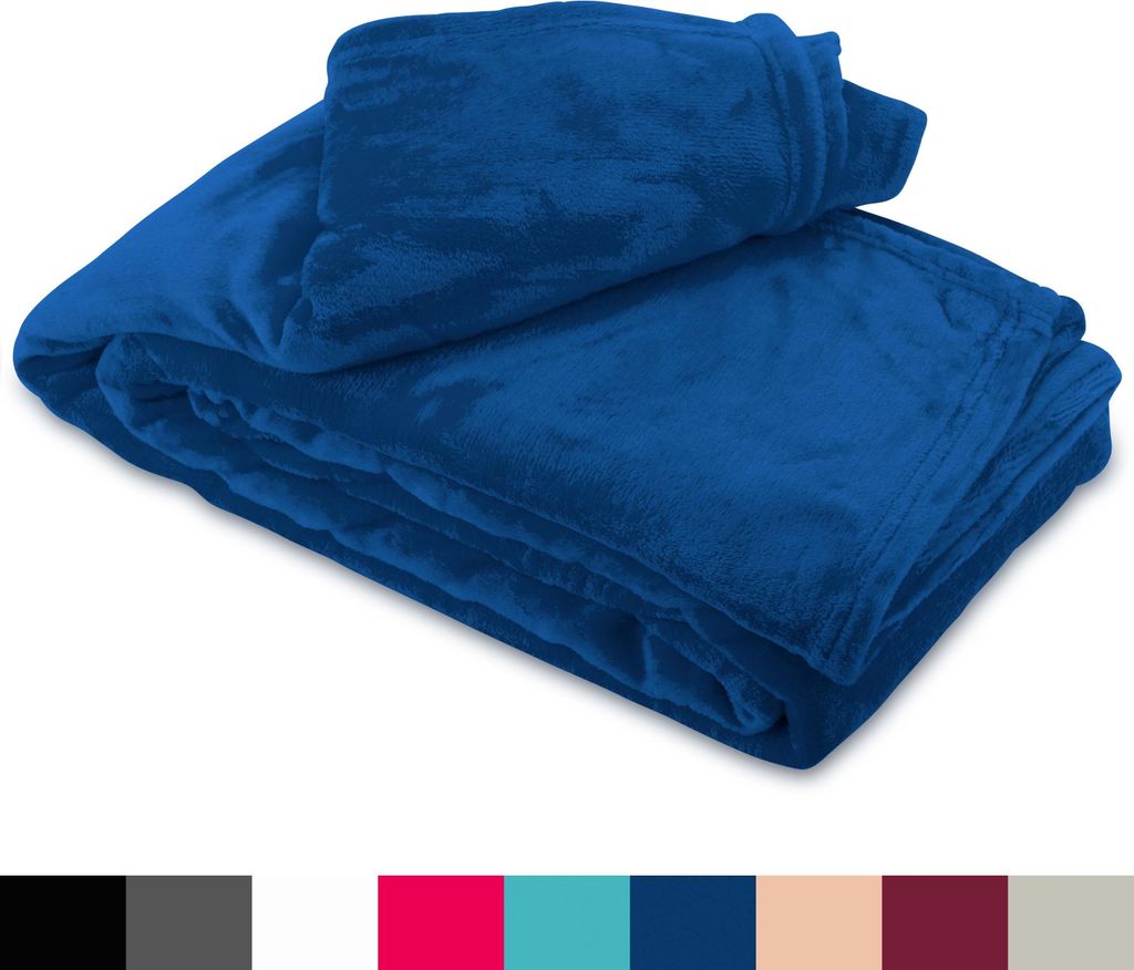 Fleece Kuscheldecke 220x240 cm Flauschiges Polyester Dunkelblau Kuschelig Warm Tagesdecke