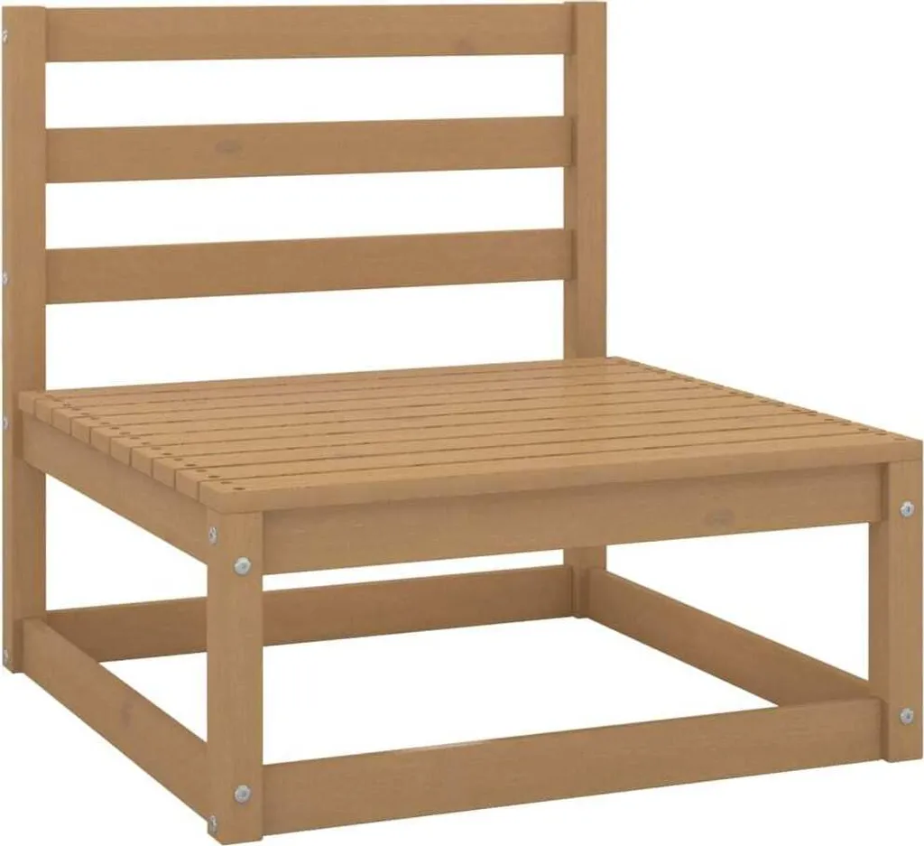 Canapé de jardin central en pin massif brun miel résistant aux rayons UV