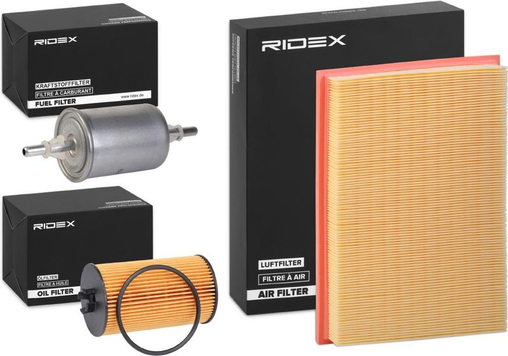 RIDEX Filterset Inspektionspaket Filtersatz für VW Golf IV Schrägheck (1J1) POLO (9N) für OPEL Corsa D Schrägheck (S07) Corsa C Schrägheck (X01)