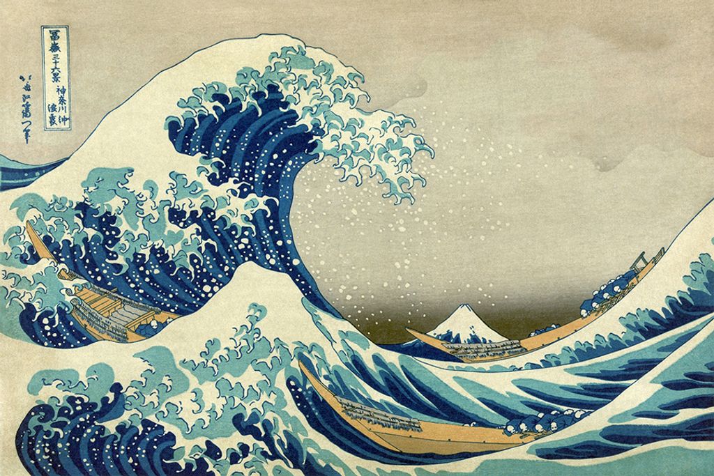 Legendarte - Kunstdruck auf Leinwand - Die große Welle vor Kanagawa Katsushika Hokusai - Wanddeko, Canvas cm. 40x60