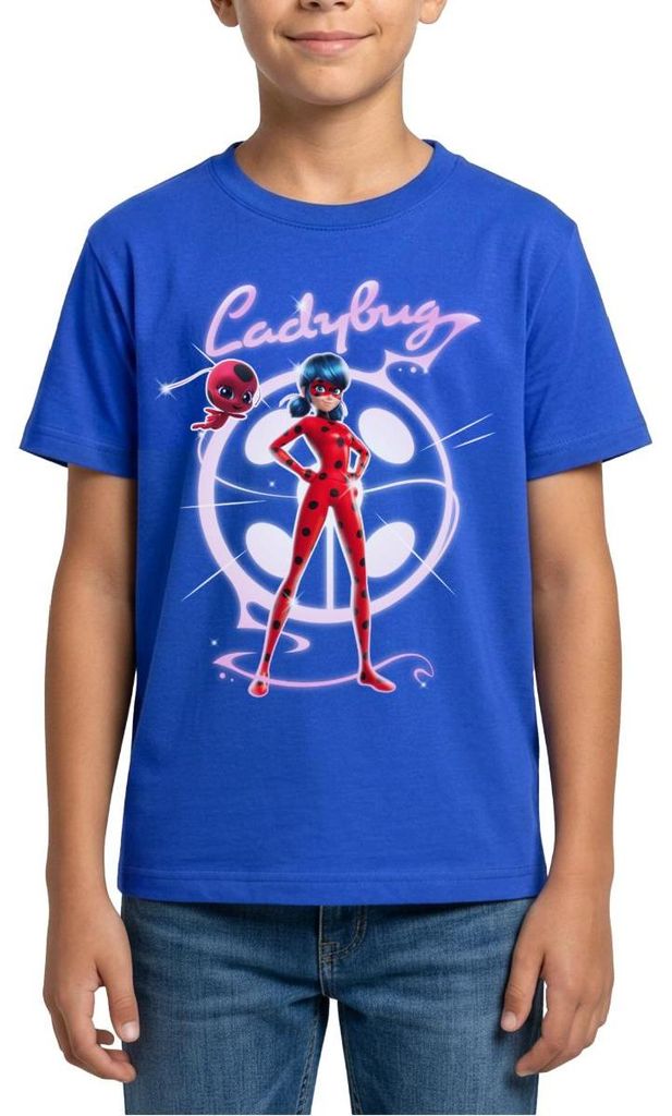 Spreadshirt Miraculous Ladybug Mit Tikki Teenager T-Shirt, 134/146 (9-11 Jahre), Royalblau