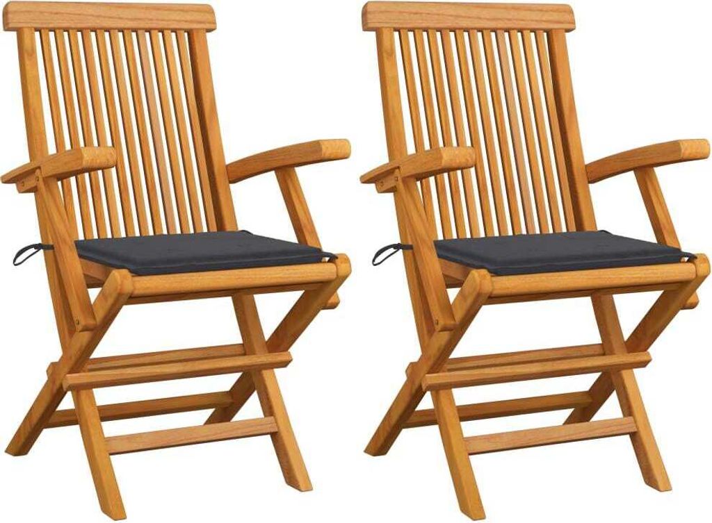 Maison Exclusive - Gartenstühle mit Anthrazit Kissen 2 Stk. Massivholz Teak