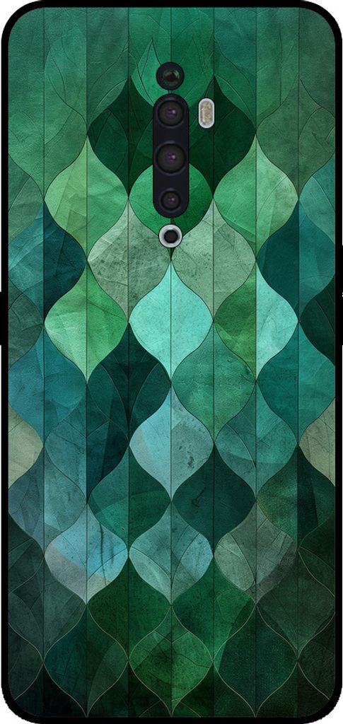 Smartphonica Telefon Fall geeignet für Oppo Reno2 Z mit grünen Blättern drucken - TPU zurück Abdeckung Fall grünes Blatt-Design - Grün
