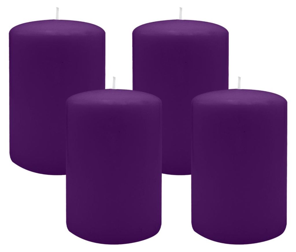 Flachkopf-Stumpenkerzen Violett 100 x Ø 60 mm, 4 Stück Produktbild 