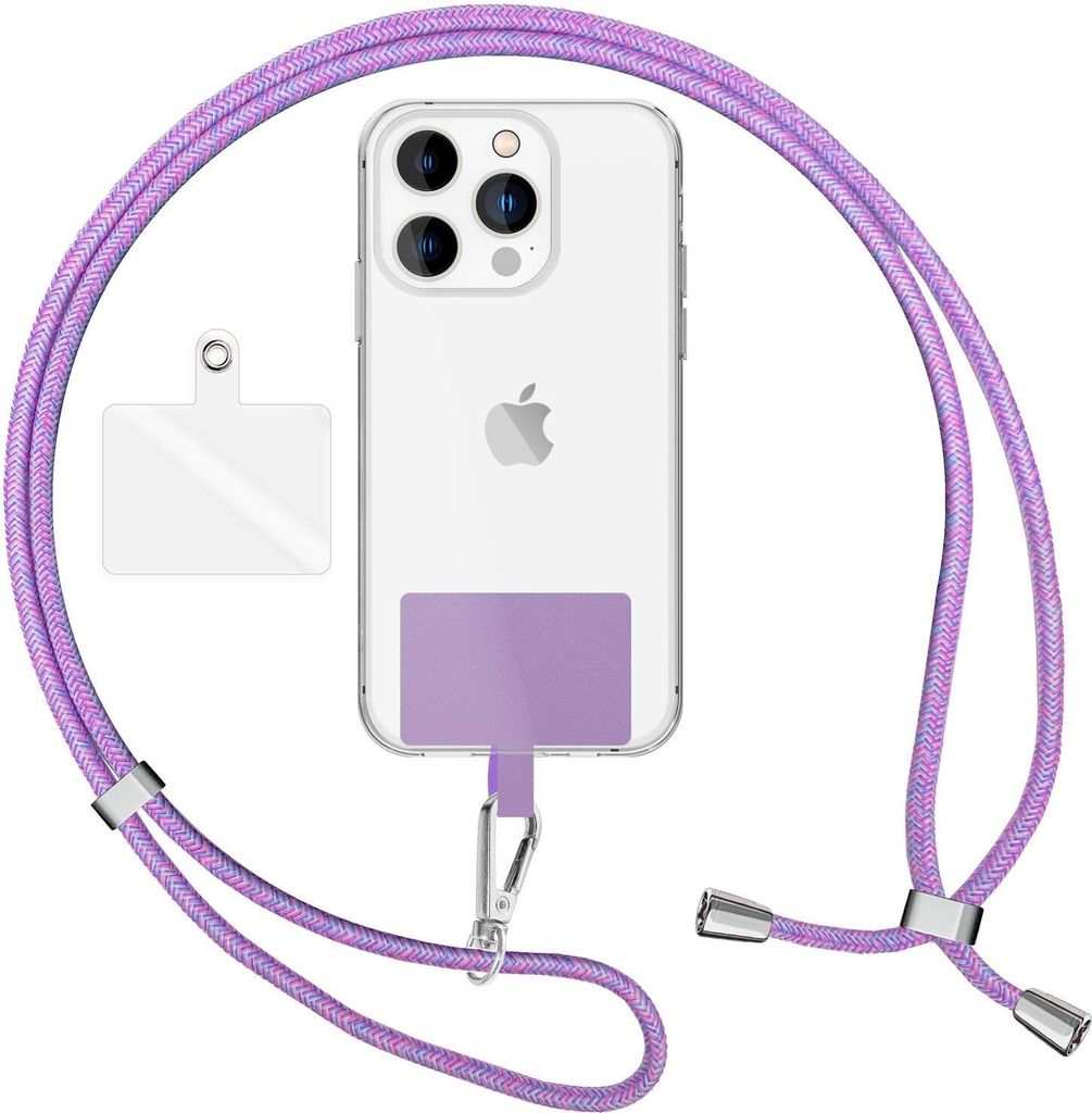 Cordino Universale Per Cellulare In Nylon - Tracolla Regolabile, Catena Con Moschettone, Adatta A Custodia Full Cover, Nero - 2