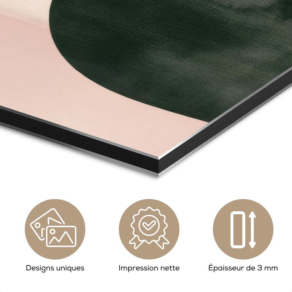 MuchoWow Wanddekoration Metall Metallbild Wandkunst 150x100 cm Formen - Abstrakt - Kreis - Schwarz MuchoWow Aluminium Gemälde - Alu Dibond Bild