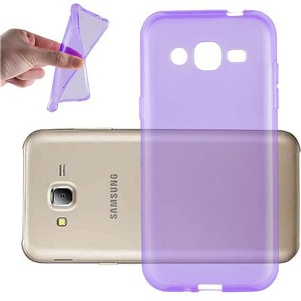 Cadorabo Hülle für Samsung Galaxy J2 2015 Schutz Hülle in Lila Schutzhülle TPU Silikon Cover Etui Case