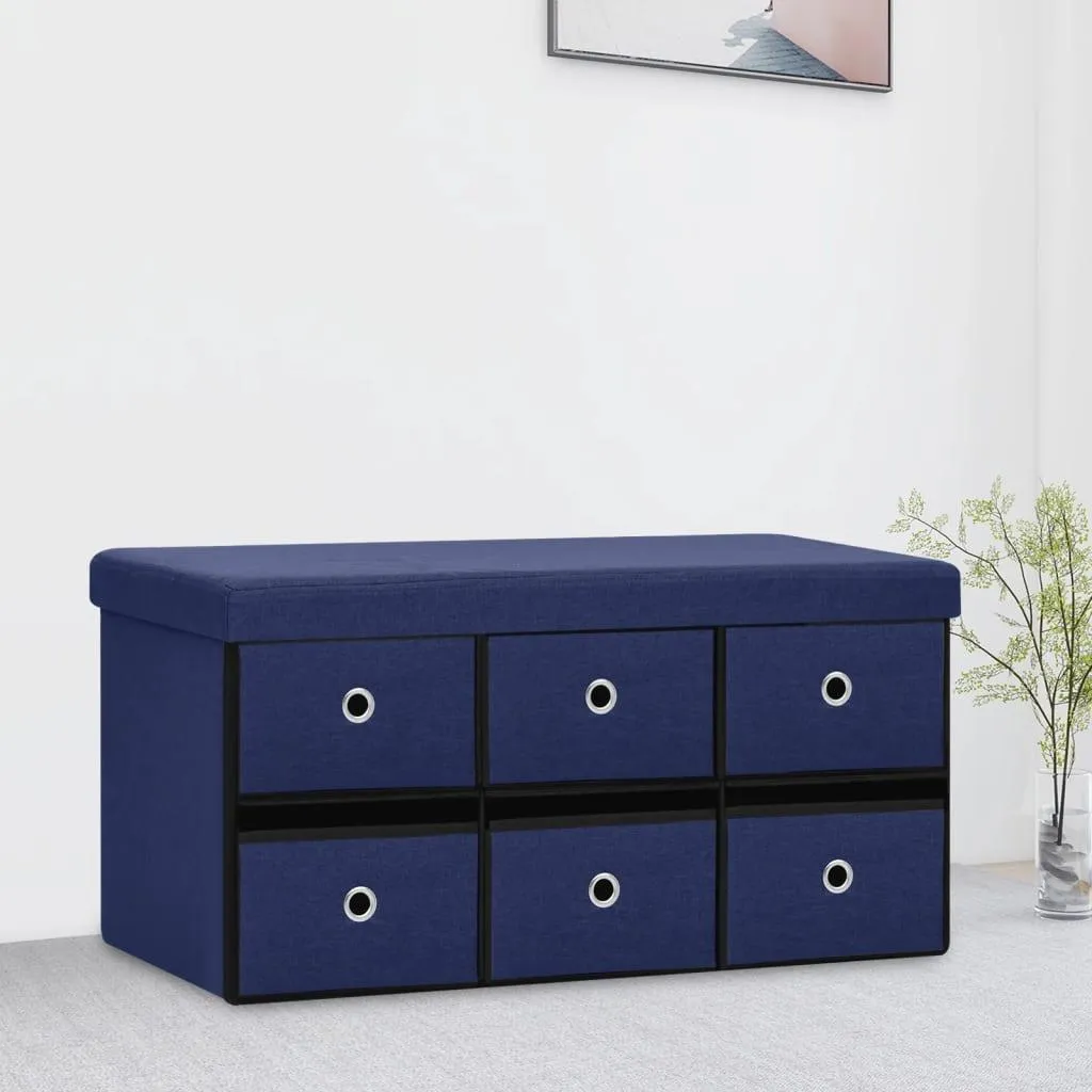 Banc d'entrée avec coffre de stockage bleu 76 cm idéal gain de place - 2