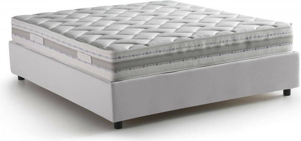 Doppelbett Dabadak, Containerbett mit Kunstlederbezug, 100% Italy, Frontöffnung, mit Matratze Cm 140x200 enthalten, Weiß