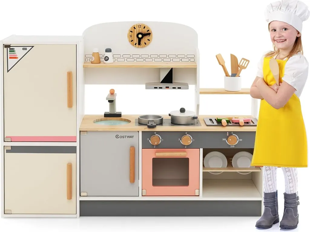Cuisine de jeu bois 3 ans et plus, jouet éducatif imitation avec robinet