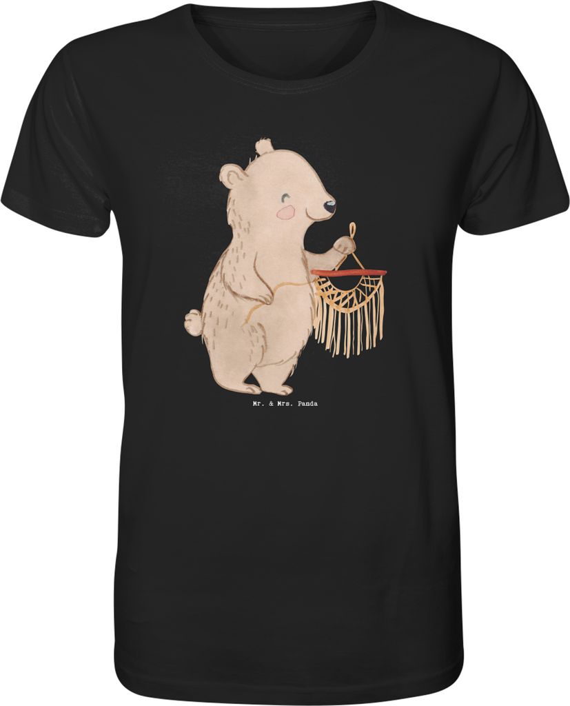 Mr. & Mrs. Panda Shirt Bär Makramee Größe L - Schwarz - Geschenk, Basteln mit, Tshirt, Baumwoll T-Shirt, Männer-T-Shirt, Oberteil, Herren