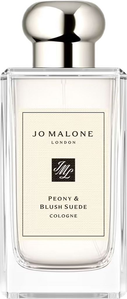 A clear, professional studio shot of a Jo Malone Peony & Blush Suede Cologne bottle.