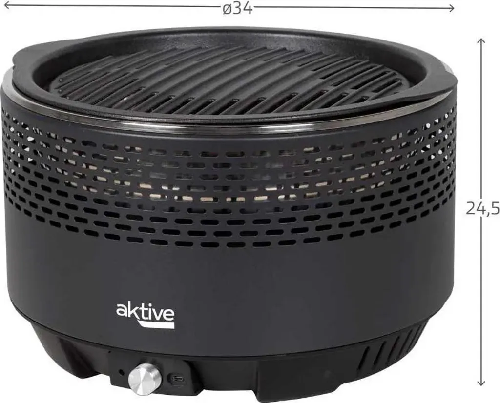 Gril de cuisson sans fumée 31 cm argenté avec ventilation active