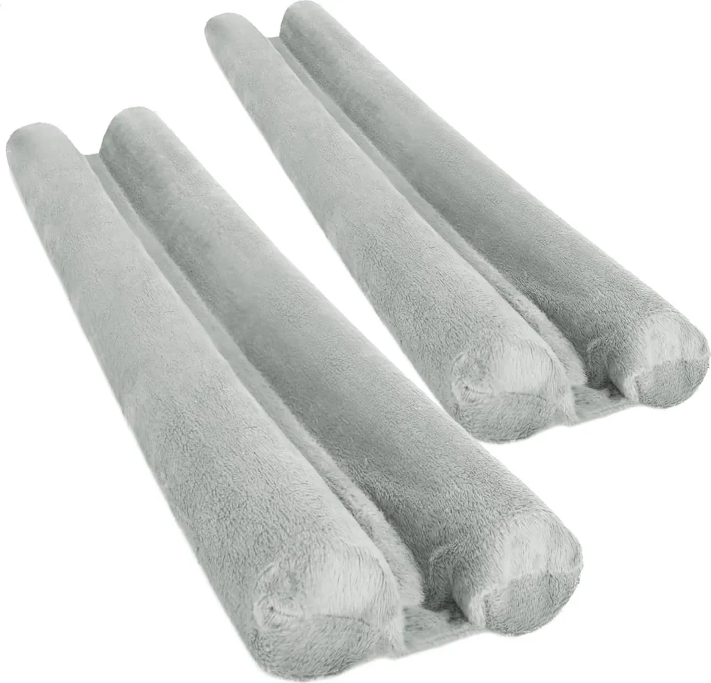 Lot de 2 boudins de porte bas de porte en microfibre taupe double joint