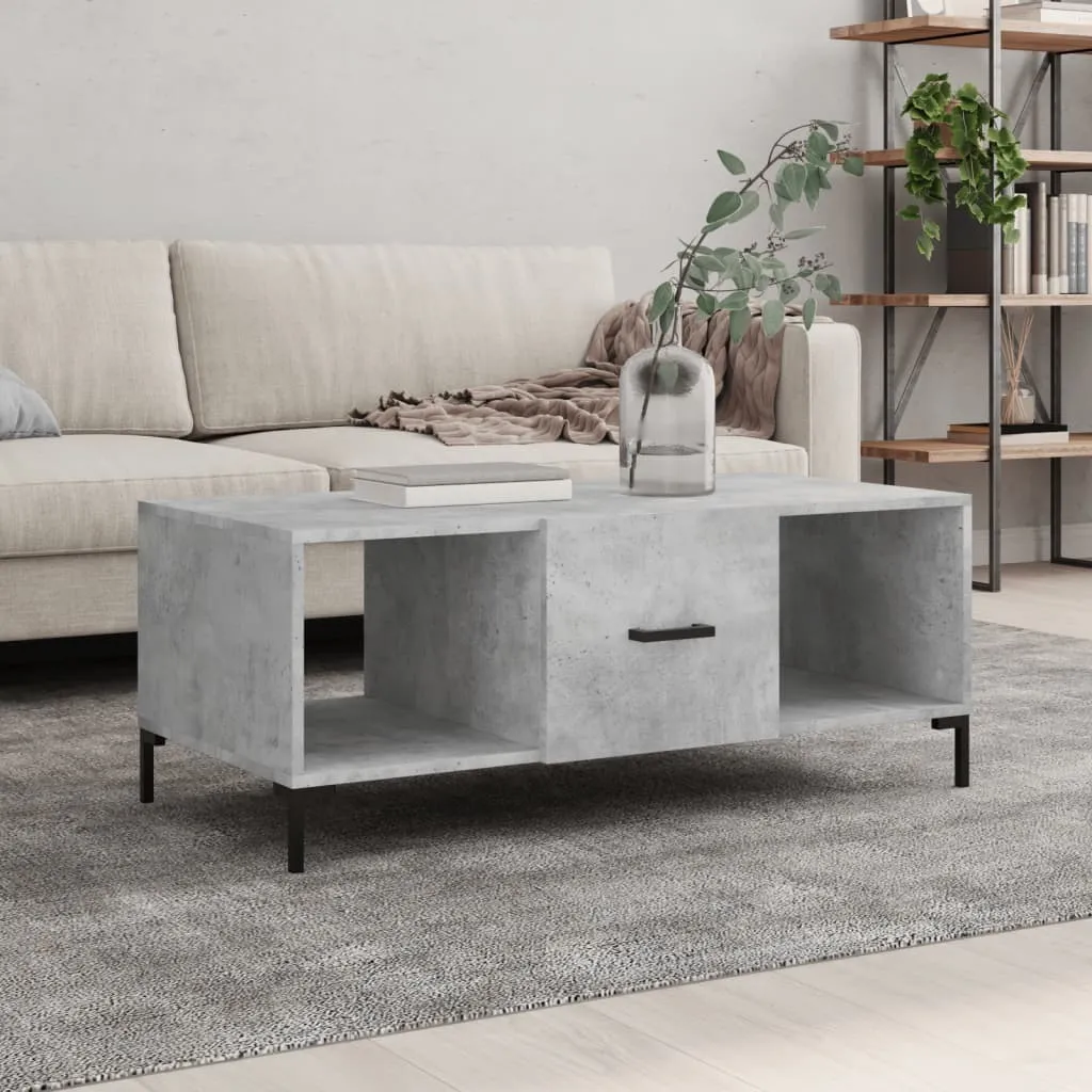 Tavolino Basso in Legno 102x50x40 cm Grigio Cemento - Facile Montaggio