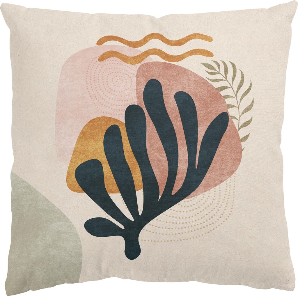 Dekokissen Strand drinnen / Indoor Zierkissen Samt waschbar Unterwasser beige Illustration Sofakissen ohne Füllung