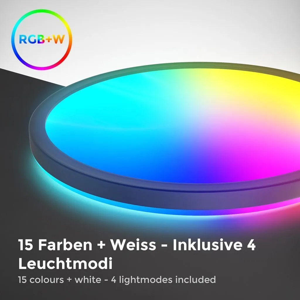 Lampada LED B.K.Licht RGB Nera Rotonda - Plafoniera Moderna Dimmerabile - 2