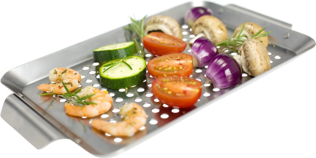 bremermann Edelstahl Grillplatte (32 x 1,5 x 18,5 cm), Grillkorb, Grillpfanne