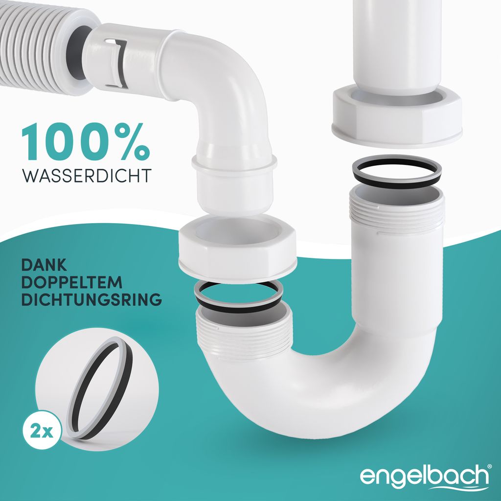 Engelbach Siphon für Küchenspüle mit Flexiblem Produktbild 5