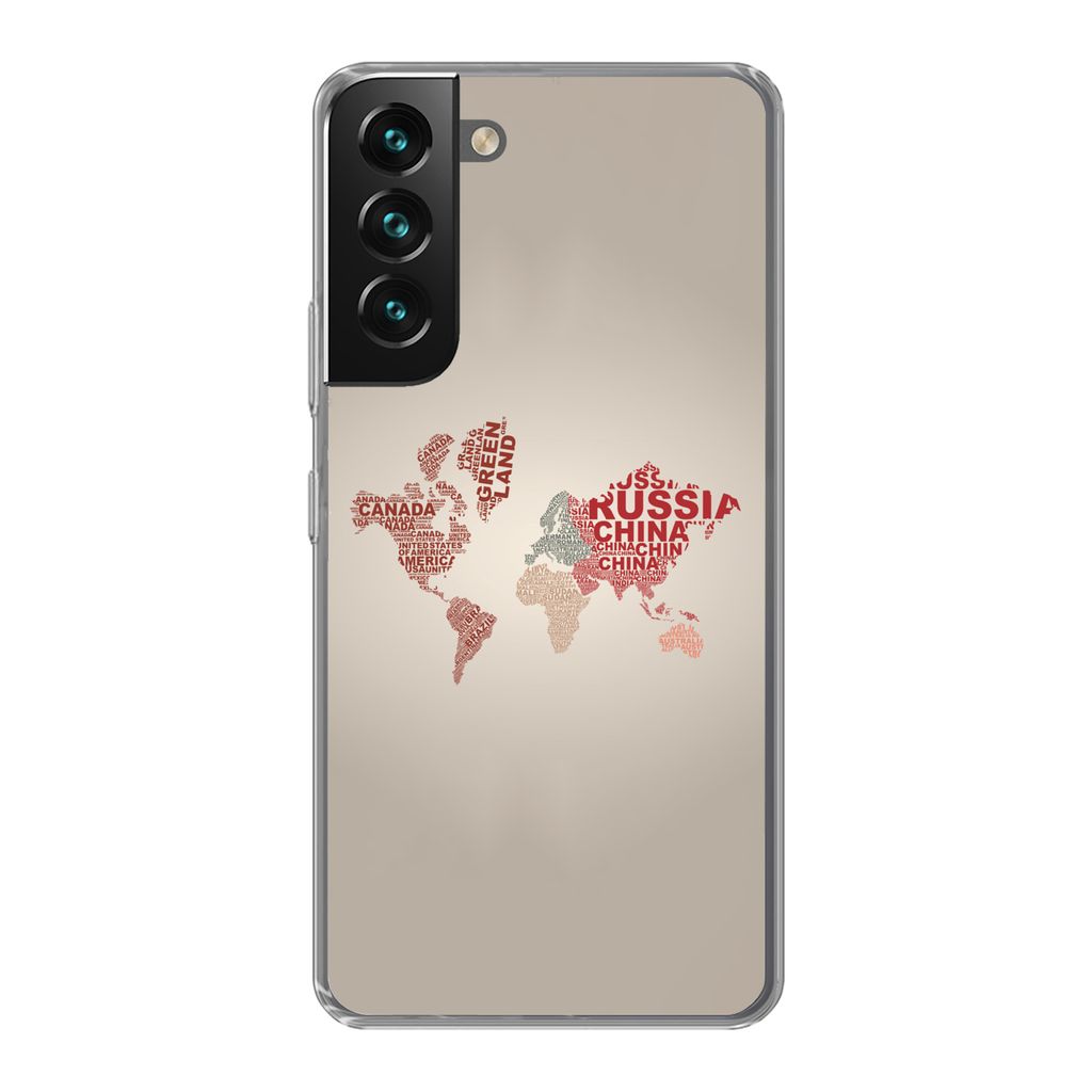 MuchoWow Handyhülle Schutzhülle Hülle für Samsung Galaxy S22 Weltkarte - Karte - Briefe Silikon Softcase Handy Hülle - Mobiltelefonhülle