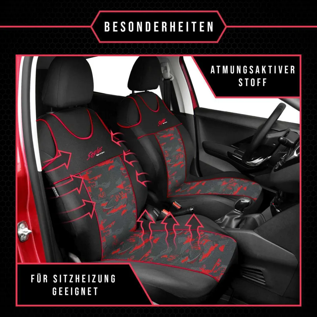 Coprisedili Auto BMW X5 Rosso Stilo | Set Universale Sportivo Premium - 3