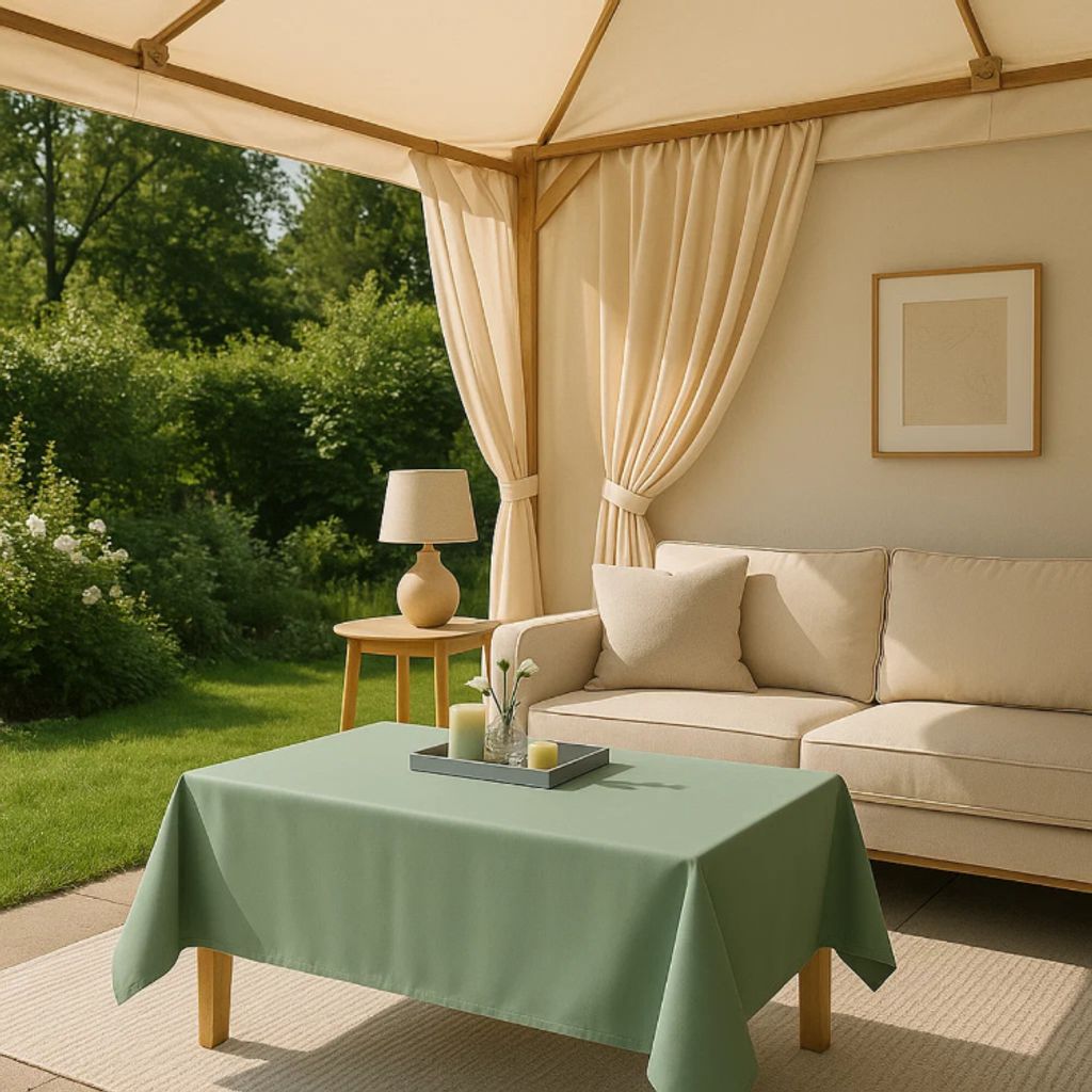 schmutzabweisendes Tischtuch grün 140x180 glatt wasserdicht dekorativ