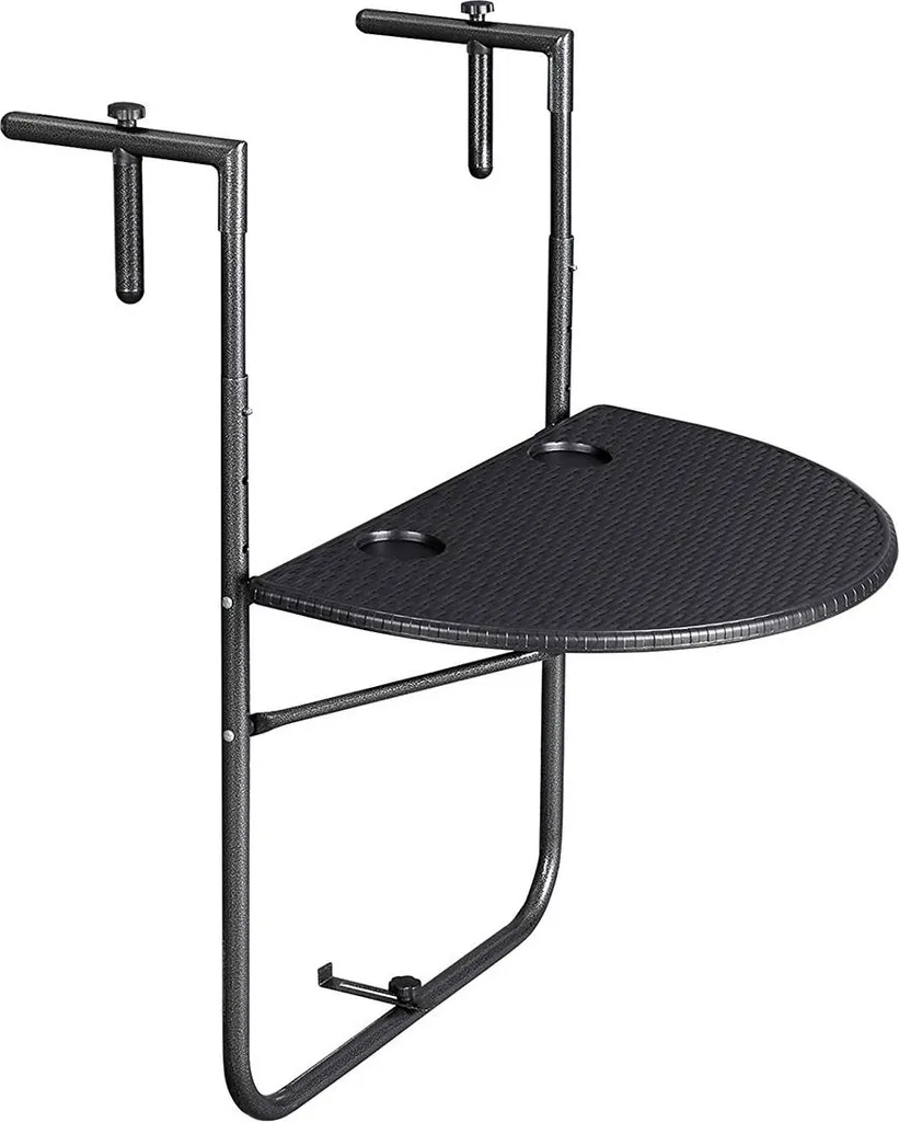 Table balcon gain de place noire en polyrotin - Solution sans percer