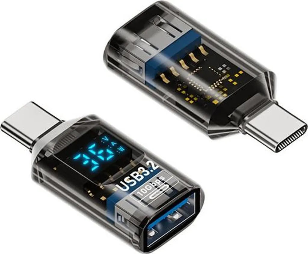 INF Adattatore USB Femmina a TYPE-C Maschio con Display Digitale 2 Pezzi
