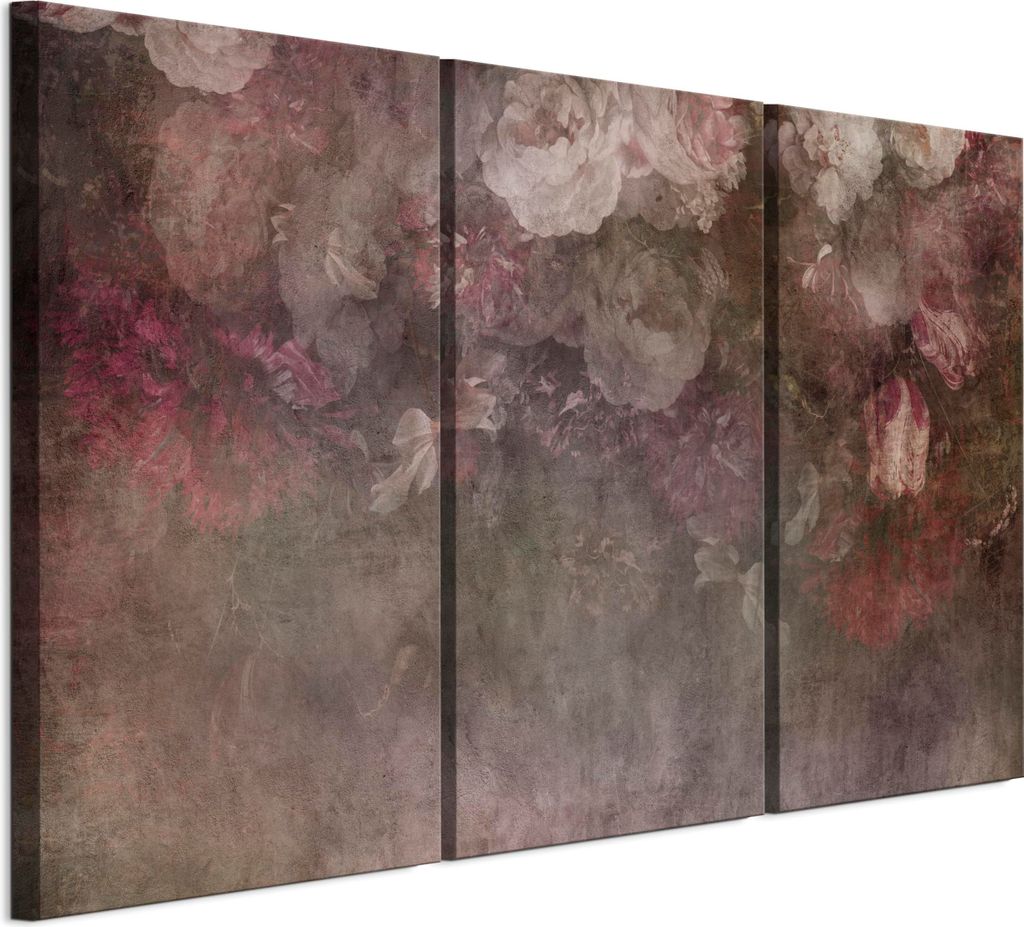 LUMASOUL Leinwand Bilder, Leinwandbild Geblümt Motiv, Wandbilder Holzrahmen und Webstuhl Wohnzimmer und Schlafzimmer, Bilder 90x60 cm Rustikal