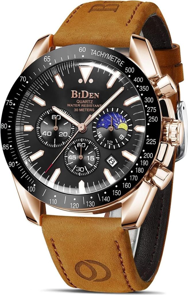 Elegante Herrenuhr mit Edelstahlarmband, Chronograph Produktbild 