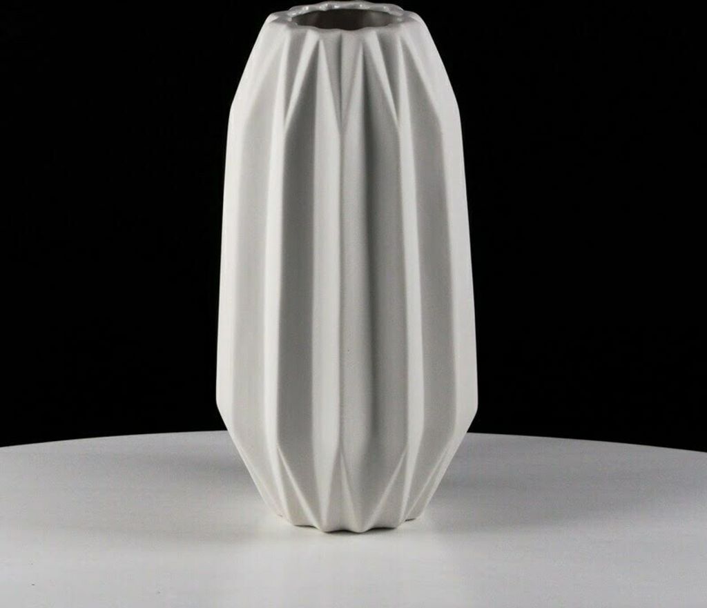 Weiße dekorative Keramikvase Karboniert Milano – 29 cm