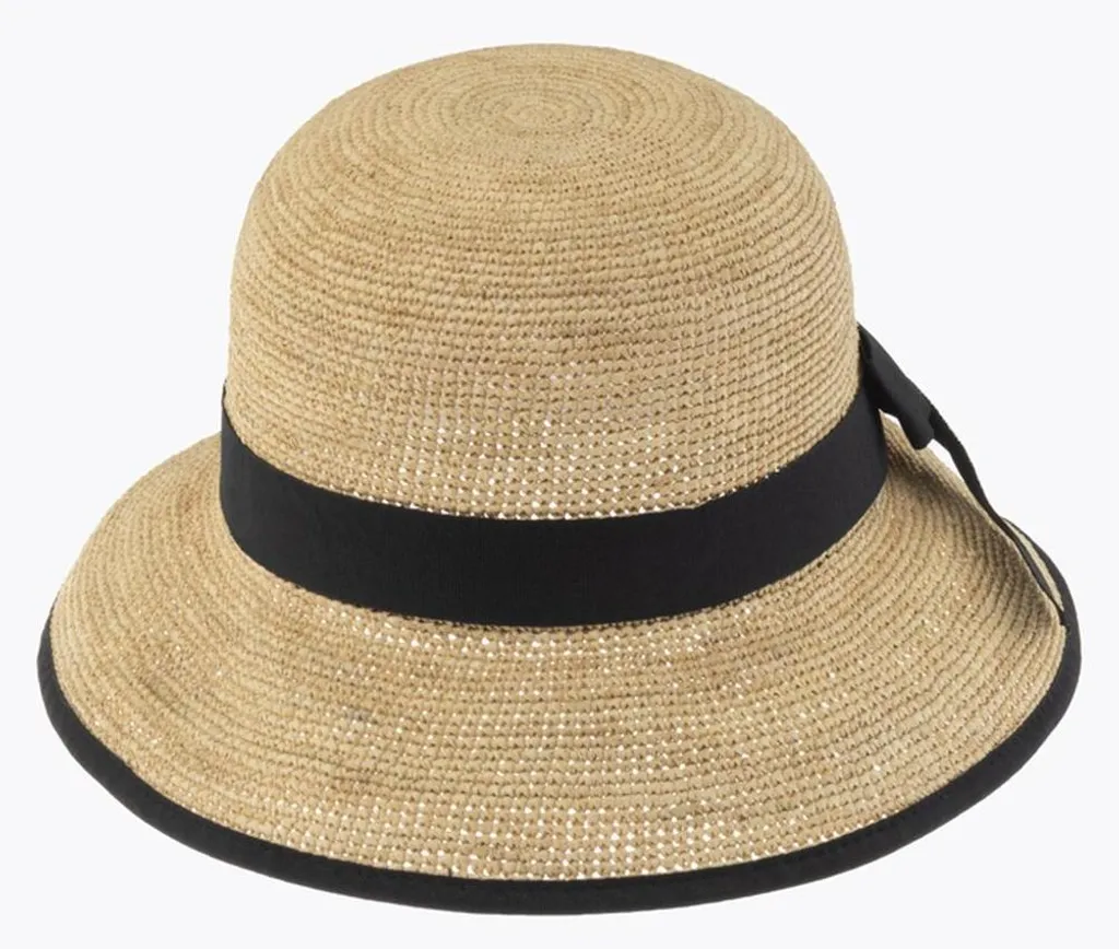 Chapeau cloche pliable en paille de raphia contre la chaleur et les UV