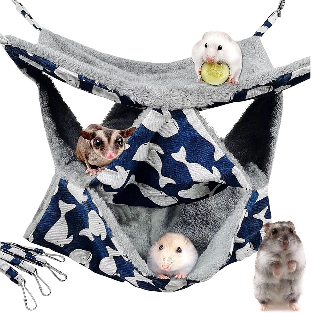 3-lagige Haustierhängematte, weiches Hängebett für Kleintiere, Etagenbett, warmes Spielzeug für Chinchillas, Meerschweinchen, Kaninchen, Frettc...