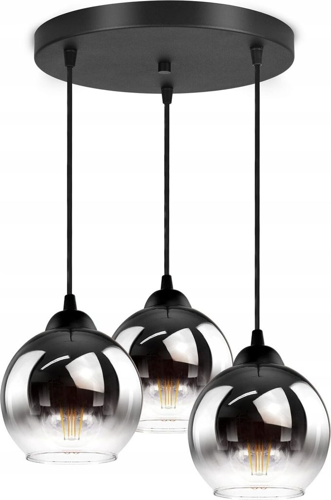 FKL DESIGN Home Deco Deckenlampe Pendellampe Kugel Schwarz Kupfer Transparent