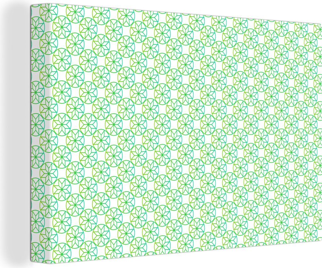OneMillionCanvasses - Leinwandbilder - 140x90 cm, Grün - Sterne - Kreis, Wandbilder Kunstdruck Wanddekoration - Foto auf Leinwand - Gemälde auf...