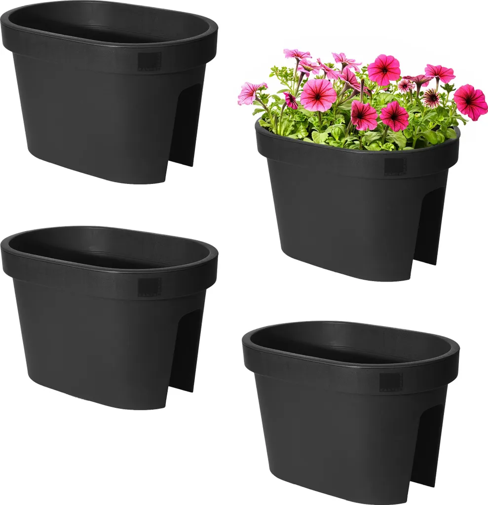 Optimisez votre petit balcon avec ce lot de 4 pots à suspendre anthracite