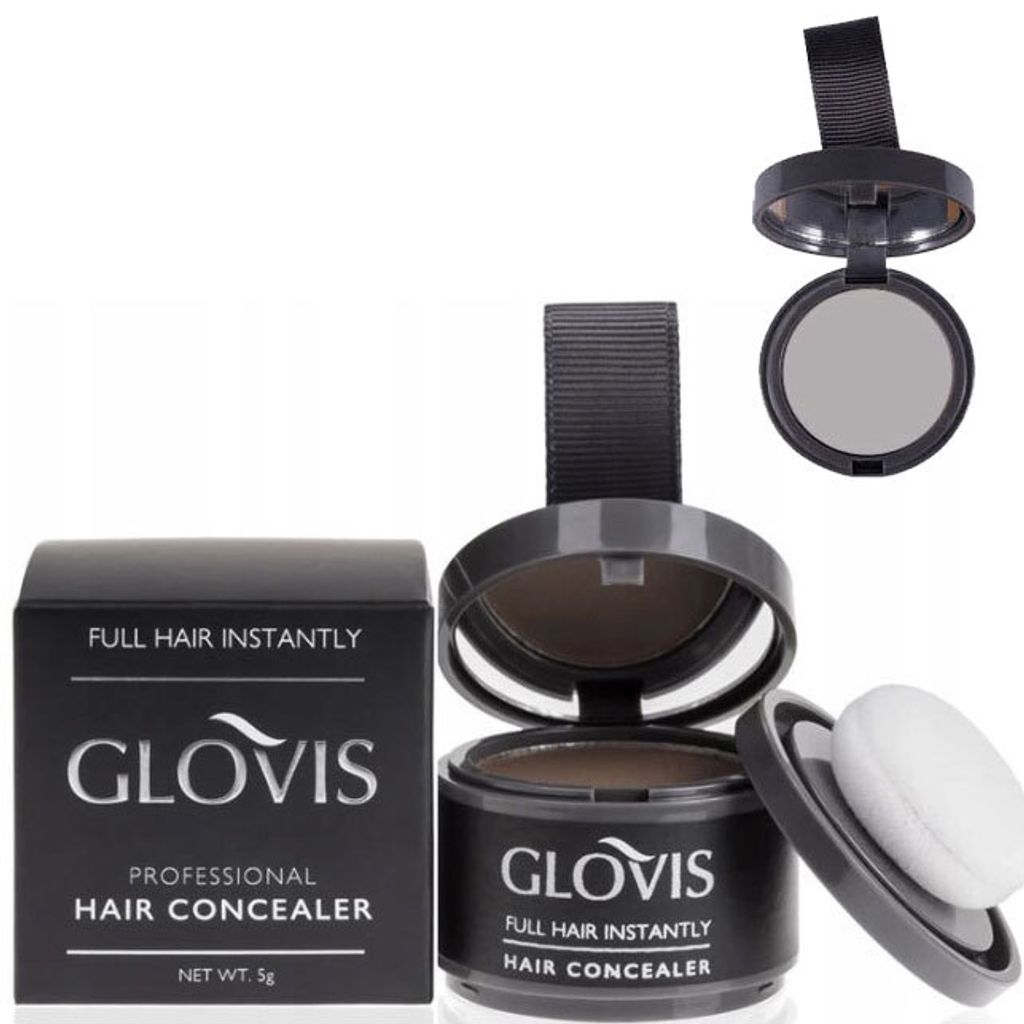 Glovis Haar Concealer HELLGRAU - Ansatzpuder Haarverdichtungspuder Ansatz kaschieren Bartauffüllung