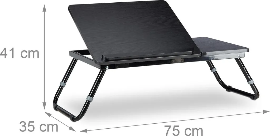 Tablette de lit noire pour ordinateur portable avec surface antidérapante - 3