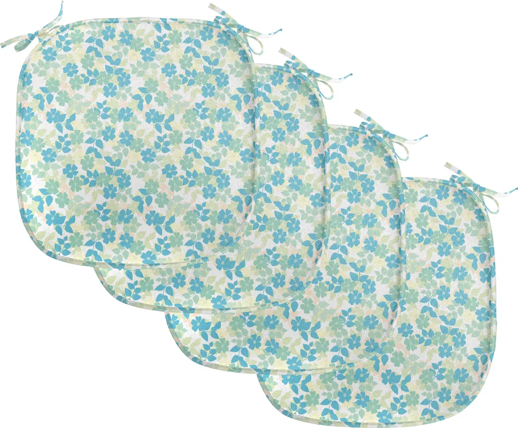 ABAKUHAUS Lot de 4 Coussins de Chaise Fleur Nostalgique 40x40cm Vert