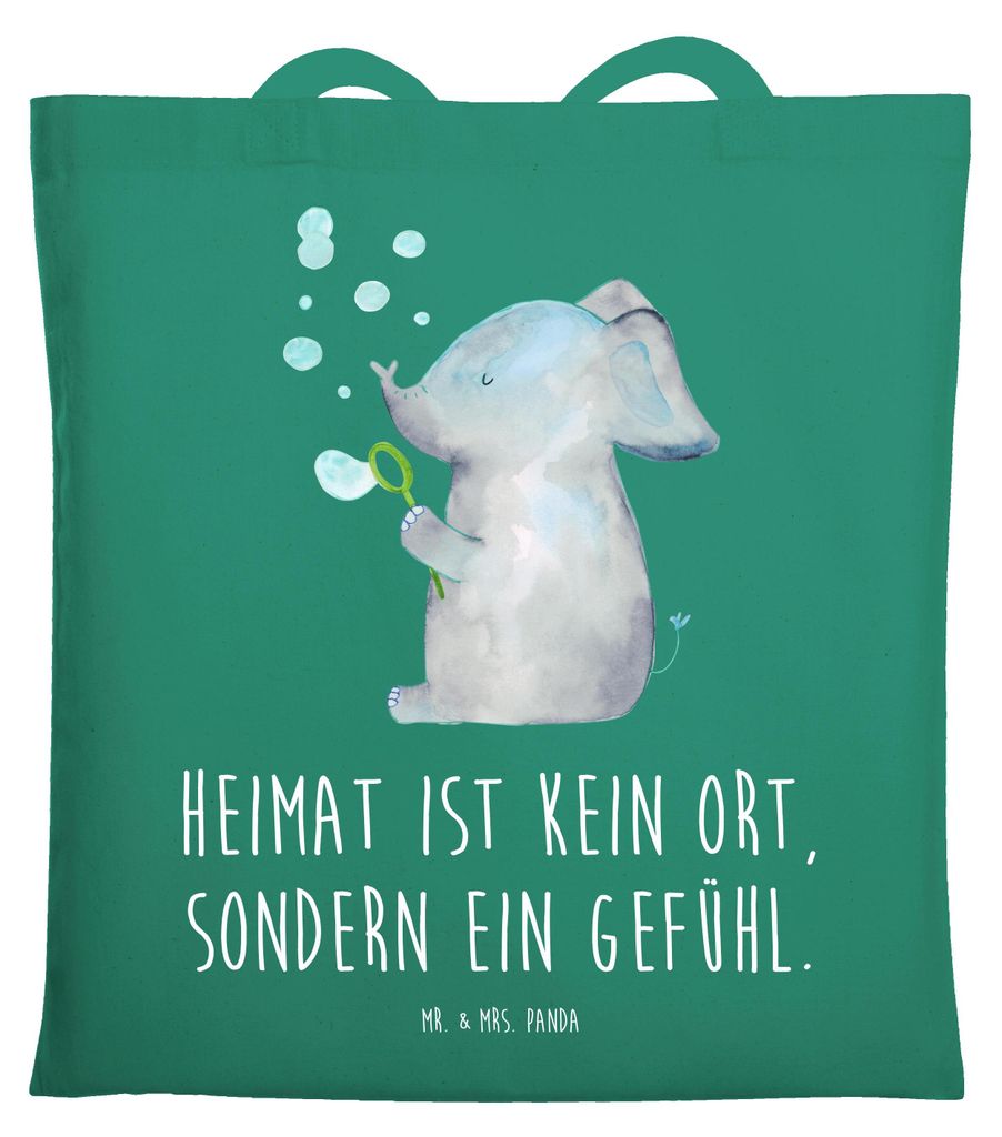 Mr. & Mrs. Panda Tragetasche Elefant Seifenblasen - Mint - Geschenk, Lustige Sprüche, Laptoptasche, Shopping Tasche, Elefanten, Liebesspruch, Schu...